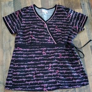 Koi breast cancer awareness scrub top